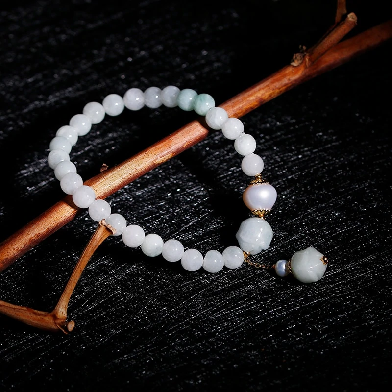 Bracelet Lotus en jade et perles d'eau douce