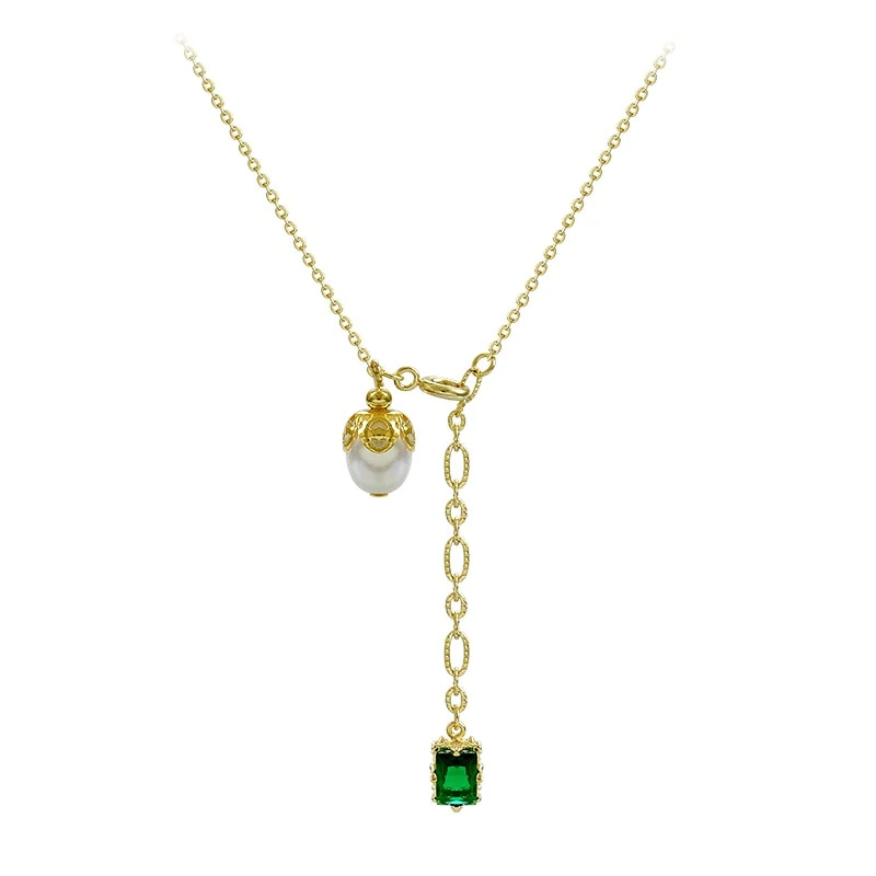 Collier Perle Monet & Cristal Vert