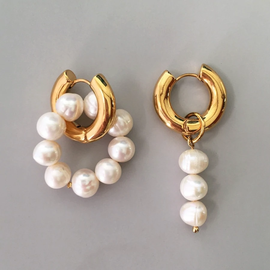 Boucles d'oreilles pendantes asymétriques en perles