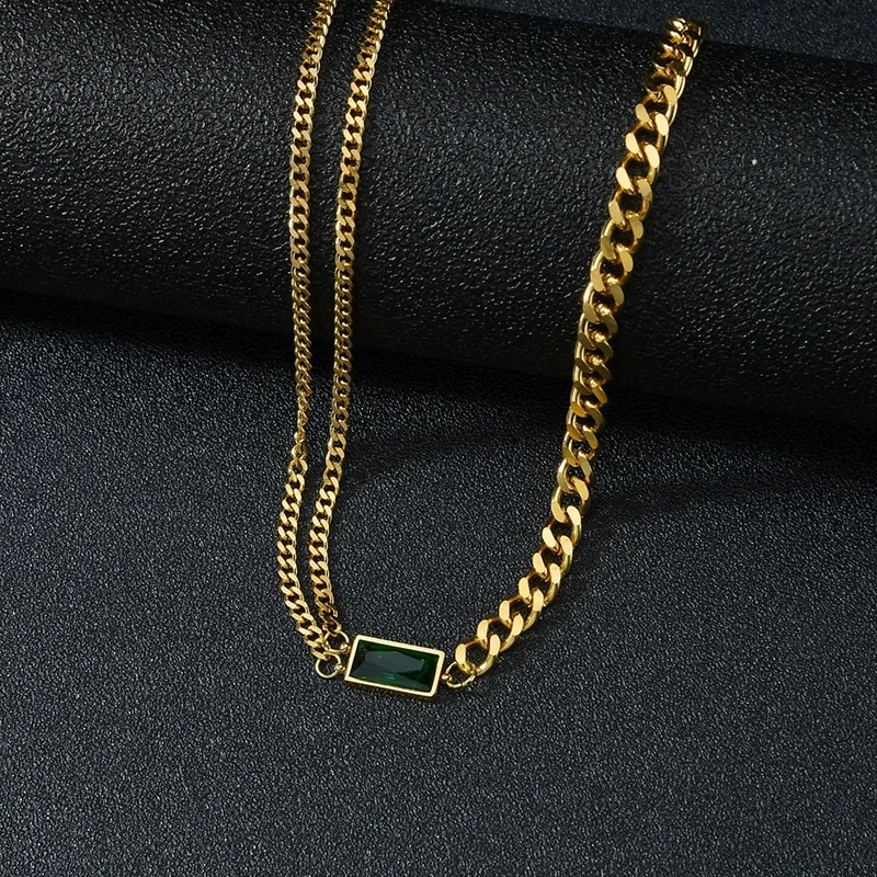 Ensemble de bijoux en cristal vert émeraude