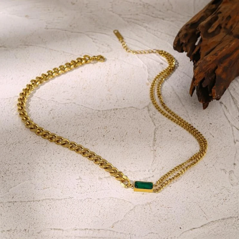 Ensemble de bijoux en cristal vert émeraude