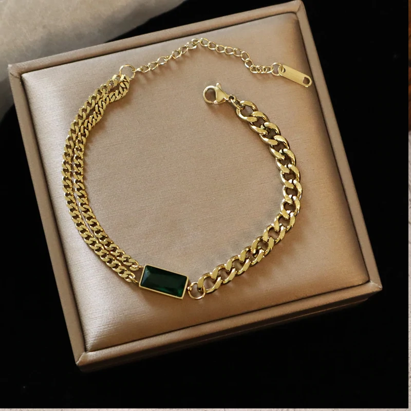 Ensemble de bijoux en cristal vert émeraude