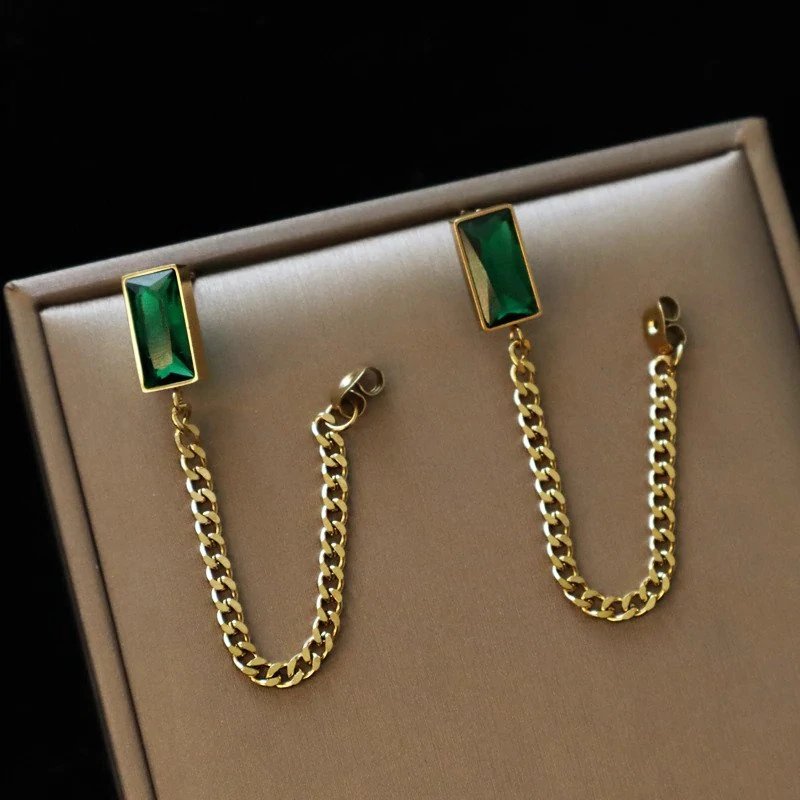 Ensemble de bijoux en cristal vert émeraude