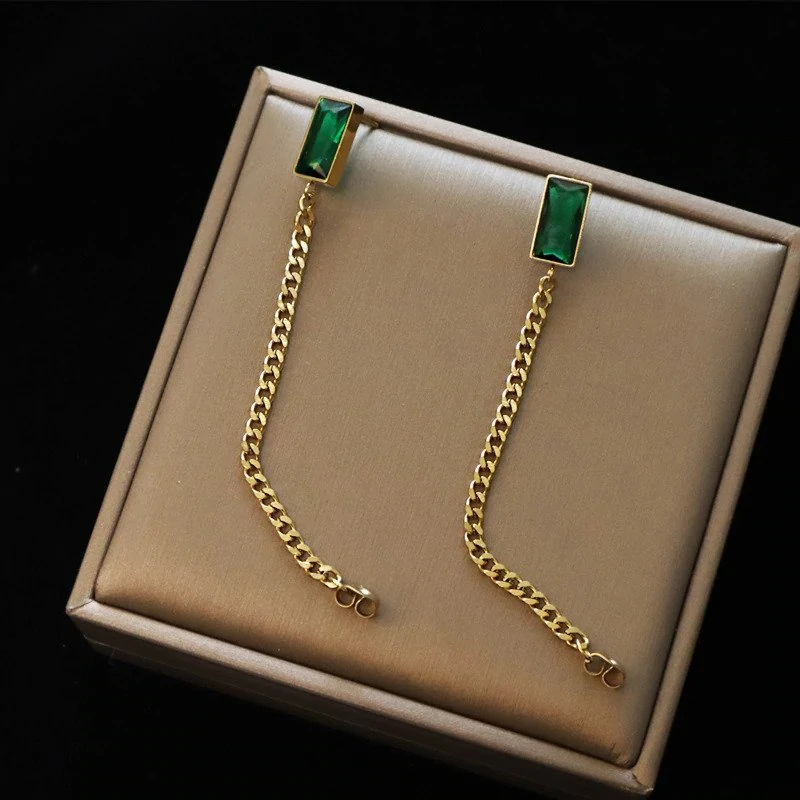 Ensemble de bijoux en cristal vert émeraude
